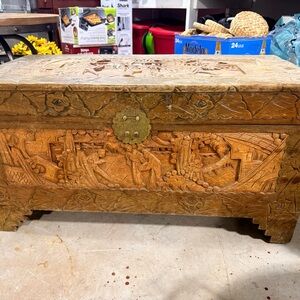 Intricately Carved Wooden Chest